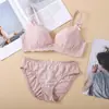 Traje de Ropa Interior sin Aro de Acero Sujetador Push-up de Soporte Suave Traje de Sujetador de Encaje Estilo Japonés