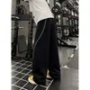 Calça de moletom bordada branca e cinza com perna curva, coleção de outono masculina, peso pesado, corte clean, perna reta, modelagem solta, para fitness e esportes
