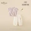 Conjunto Nuevo Estilo Verano Xiafan para Bebés y Niñas Pequeñas, Clase A, Top con Cuello Polo y Pantalones de Farol, Conjunto Versátil de Dos Piezas