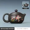 Tetera Xishi de arcilla púrpura con calcomanías aplicadas a mano, tetera para uso doméstico, juego de té Kung Fu, tetera individual, tetera de alto valor estético