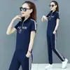 Conjunto Esportivo Casual para Mulheres 2025 Nova Moda de Verão Casual Conjunto de Duas Peças Dança Fantasma Manga Curta Roupa Esportiva de Verão