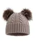 Gorro de Punto Trenzado Simple de Moda para Otoño e Invierno de Adulto, Lindo Doble Pompón, Cálido a Prueba de Viento para Exteriores, Gorro de Lana