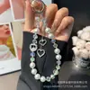 Colgante de Corazón de Diamante Cadena para Teléfono Móvil Joyería de Cristal Perla Pedrería Cadena de Teléfono Móvil de Gama Alta Cuerda Corta para Muñeca para Mujeres