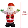 Decoração de Jardim Externo Inflável de Natal de 1,8m com Luz LED Papai Noel Clássico com Faixa nas Mãos