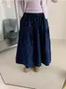 Moda Coreana Falda Larga Floral Elástica Suave Cintura Mujer Otoño 2025 Nueva Delgado Línea A