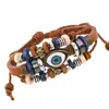 Pulsera de ojos de cuentas multicolor pulsera opcional pulsera de cuero de vaca con cuentas botón a presión pulsera de color venta al por mayor