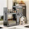 Nuevo especiero de cocina estrecho de encimera extraíble multicapa a prueba de polvo para almacenamiento de aceite, sal, salsa y vinagre