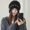 Touca Jacquard de Lã Pura Estilo Fair Isle com Malha Canelada para Mulheres Inverno Afina o Rosto Touca Fria Gorro Quente