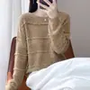 Suéter tejido de estilo francés suave con borlas y borde crudo para mujer, suelto, cuello redondo, suéter de seda brillante, temperamento adelgazante, ropa interior de otoño e invierno