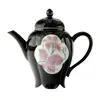 Juego de Té Negro Cerámico Estilo Dinastía Tang y Song con Flores de Lirio Pintadas a Mano, Incluyendo Tetera, Gaiwan, Taza de Maestro y Tazas de Té