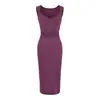 26 Verano Nuevo Sexy Chica Caliente Hombro Ancho Cuello en V Plisado Bodycon Vestido Largo con Cintura Plisada y Abertura Trasera