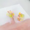 ¡Colores de verano! Pendientes pequeños de borla de flores con cuentas para mujer, pendientes de estilo bosque de vacaciones junto al mar de cuento de hadas para rostros cuadrados y redondos