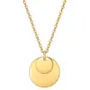 Venta Caliente Transfronteriza Europea y Americana Oro de 18K 18mm10mm Colgante Redondo Collar Simple de Acero Inoxidable Cadena para Clavícula Venta al por Mayor para Mujeres