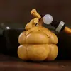 Madera de Ciprés Mango de Caqui, Todo Sale Bien, Suceden Cosas Buenas, Mango de Caqui Tallado en Madera Maciza con Accesorios de Escritorio de Cacahuete