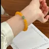 Pulsera de Ágata Amarilla Natural con Cuentas de la Fortuna de Jade Hetian, Pulsera de Cuentas Estilo Chino para Mujer, Suministro Mayorista para Tiendas de Joyería