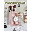 Caja de Almacenamiento de Escritorio con Esponja para Polvo Giratoria a Prueba de Polvo Organizador Soporte para Esponjas de Maquillaje Base de Maquillaje Brochas de Maquillaje