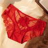 Ropa interior sexy de encaje de loto con cinturón fino y hueco para mujer, bragas de malla ultrafinas y transparentes de cintura baja, 2025
