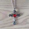 Collar con Cruz de Diamantes Rosa Nuevo Transfronterizo Personalidad de Nicho Tendencia Estilo Retro Gótico Rock Joyería