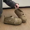 Novos Sapatos Casuais de Couro com Fivela Retro de Um Passo para Outono Versáteis Mocassins 2026 Sapatos Preguiçosos Birkenstock para Mulheres