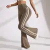 Bestseller transfronterizo: Pantalones de yoga acampanados de pierna ancha talla extra europea y americana, leggings deportivos a rayas de cintura alta