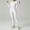 Ropa de yoga sin costuras transfronteriza europea y americana, mono deportivo de una pieza, ropa de yoga ajustada de manga larga, pantalones de cintura para mujer