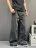 Pantalones rectos anchos de pierna ancha, sueltos, de alta gama, con lavado retro americano y efecto desgastado, pantalones casuales unisex de moda, sueltos, curvos