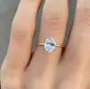 Anillo de Mujer Europeo y Americano Transfronterizo Estilo INS Boda Alta Lujo Serie de Circonita Ovalada Moda Gama Alta Diseño Versátil Mujer