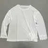Camiseta Casual com Babados e Manga Longa para Mulheres, Gola Redonda, Caimento Solto, Versátil, Respirável, Cobertura Protetora do Sol, Levemente Transparente, Top Casual