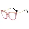 Óculos de Sol Europeus e Americanos Moda Armação Grande Olho de Gato Lentes Planas para Homens e Mulheres Armação de Óculos Decorativa Personalizada Plástico Dourado Misturado Óculos Anti-azul