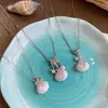 Colar Simples Pingente de Concha Esmaltada com Strass Super Fada Corrente de Clavícula Choker Doce e Fashion para o Verão na Beira-Mar