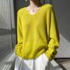 Explosiones Transfronterizas Cachemira Seda de Morera Ligera Blusa de Punto para Mujer Cuello en V Estilo Perezoso Nuevo Suéter de Cachemira Suéter