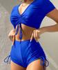 Conjunto de Mujer Estilo Europeo y Americano con Lazo, Atractivo Vestido Estilo Traje de Baño, Espalda Descubierta, Conjunto de Dos Piezas Corto de Manga Corta para Playa Estilo Europeo y Americano