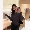 Suéter jacquard con letras estilo japonés y coreano 2026 para mujer, nuevo top de punto negro de manga larga para otoño, capa base para superponer, transfronterizo