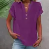 Camisa de Verano para Mujer de Color Sólido con Cuello Alto, Botones y Manga Corta, Estilo Europeo y Americano, 2026