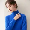 Versátil nuevo suéter de cachemira para otoño e invierno para mujer, con cuello alto, corte holgado y color liso, perfecto como capa base o jersey.