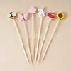 Brochetas de Fruta con Temática de Playa de Verano, Brochetas de Cóctel de Bambú con Forma de Dibujos Animados, Decoraciones para Bandeja de Postres de Fiesta en la Costa