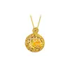 Nuevo Colgante de Pedrería Estilo Chino Flor de Peonía Disco Triturado Bañado en Oro Cadena para Clavícula Tendencia Nacional Hueca para Mujer Venta al por Mayor