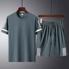 Novo conjunto esportivo casual masculino de verão 2024, manga curta, popular, gola redonda, para corrida matinal