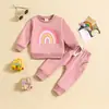 Conjunto de Ropa Infantil Transfronterizo para Niñas de 0-3 Años, Sudadera de Manga Larga Arcoíris de Amazon, Pantalones Deportivos Elegantes para Niños