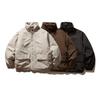 Casaco de inverno acolchoado de algodão com gola alta retrô estilo americano ORIGTEEN para homens e mulheres com casaco básico acolchoado de algodão grosso MY452