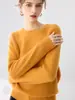 Suéter de cashmere minimalista com gola redonda para mulheres, suéter de lã tricotado versátil de manga longa, novo pulôver de outono e inverno com design de ombro raglã
