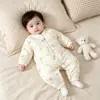 Mameluco para bebé con acolchado fino de algodón, ropa de otoño e invierno, abrigo de algodón para recién nacido, mameluco cálido para bebé niña, prenda exterior de algodón puro
