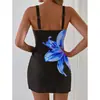 Maiô Tankini Feminino Yisiman Moda Europeia e Americana Nova Estampado Cobertura da Carne Cordão Design de Tamanho Grande Fenda