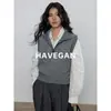 Colete de Tricô Yujian HAVEGAN/Outono com Gola e Sem Mangas para Mulheres, Peça de Roupa Externa Macia e Aconchegante, Top Casual