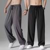 Pantalones Largos Casuales de Verano 2025 para Hombre Drappers Seda de Hielo Rectos Secado Rápido Talla Extra Holgados Combinan con Todo Delgados Pierna Ancha