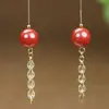 Pendientes de Plata de Ley de Alta Gama Chapados en Plata al por Mayor Alambre para Pendientes de Cinabrio Cola de Fénix Arena Imperial Pendientes de Oro de Arena Púrpura de Alto Contenido