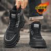 Botas de trabajo de caña alta con suela gruesa para aumentar la altura, nuevas de invierno para hombre, botas tipo Martin forradas de polar, zapatos de moda de camuflaje de caña media para hombre