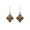 Pendientes de diamantes geométricos étnicos retro, pendientes de diamantes de colores bohemios con personalidad de moda europea y americana