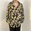 Camisa Floral Retro de Manga Larga Estilo Hong Kong para Hombres y Mujeres, Estilo Perezoso, Caída Suelta, Seda Helada Delgada, Nicho, Camisa Protectora Solar para la Playa