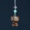 Sândalo verde esculpido desenho animado animal guardião do Zodíaco sândalo fofo fofo animal corrente para celular pingente de mochila de casal
